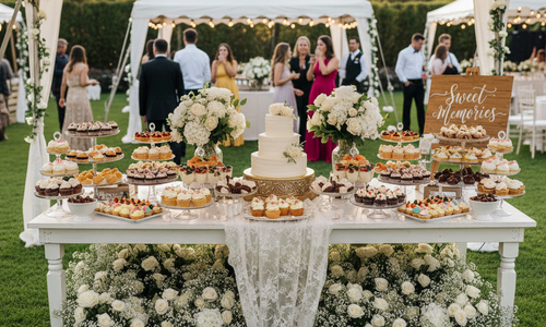 sweet_table_hochzeit_garten_kuchen AI generiert gemini