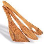 4smile Olivenholz Kochlöffel – 3er Set – 2 x Kochlöffel Holz + Pfannenwender – das hochwertige Küchenhelfer-Set aus Olivenholz ist EIN Naturprodukt mit vielen Vorzügen beim Kochen und Backen