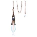 JSDDE Schmuck Natur Edelstein Pendel Heilsteine Vintage Blume wire wrap Pendulum Pendel Anhänger mit Kette für Reiki Heilung Dowsing Scrying Balance Armband (Opal)