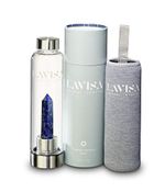 LAVISA Crystal Infusion Trinkflasche - Kristallflasche, mit Edelstein zum wechseln, Kristalltherapie, Edelsteinflasche (Lapislazuli)