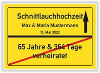 Schnittlauchhochzeit Geschenk Ortsschild Bild personalisiert Schnittlauch Hochzeit 66 Hochzeitstag Mann Frau Ehepaar
