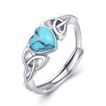 Türkis Ring Silber 925 Offener Keltischer Knoten Ring Herzförmige Ringe Türkis Schmuck Keltischer Geschenke Damen Mädchen