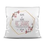 Kissen Hochzeitstag Messing Hochzeit - mit Name & Datum selbst gestalten - 45 Jahre Ehe, Geschenk Hochzeit, Jubiläum, Jahrestag - Kissen Weiß flauschig, 40x40 cm I Personalisiert