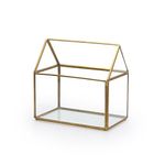black velvet studio Terrarium Retro Deco-Schmuck-Kasten Metall Gold Messing Farbe Transparent Glass - Nordic Stil Vintage-Schmuck Speichergröße 15 * 15 cm