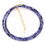 Saphir Kette Damen, Perlengröße 3 mm, echte Edelsteine, schönes Geschenk