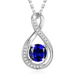 GEMLANTO 925 Sterling Silber Erstellt Saphir Halskette September Geburtsstein Halsketten für Frauen Infinity Zierliche Geburtstag Jubiläum Schmuck Geschenke für Sie 40+5cm