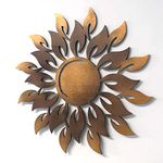 kh Teile Wanddeko Sonne Holz 3D Kupfer Wandbild Innen Außen Garten Geschenk Idee Wandschmuck Wand Deko Dekoration (optional mit Led Licht)