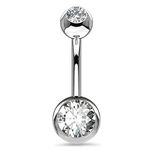 OUFER 14G Bauchnabelpiercing Titan 12mm Stablänge Piercing Bauchnabel Lang Kurz CZ Kugeln Titanium Belly Button Piercing Navel Bars Silber 1.6mm Nabelring Frau Mann Geschenk Schmuck