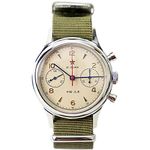 Sugess Mechanische Herren-Armbanduhr Chronograph Seagull 1963 Uhrwerk im militärischen Stil wasserdicht Saphir Geschenk für Herren Verde Militare 38mm