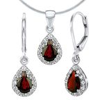 SILVEGO Damen Schmuck-Set aus 925 Sterling Silber mit echtem Granat