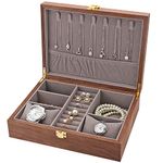 LOSKORIN Schmuckkästchen, Schmuck Organizer für Frauen,Schmuckkästchen Damen holz, Schmuckaufbewahrung, Schmuck Aufbewahrung Koffer, für Ohrringe Armbänder Ringe Uhren