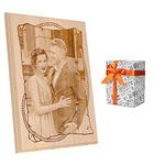 Personalisiertes Fotogeschenk auf Massivholz für besondere Glücksmomente : Hochzeit, Geburtstag, Jahrestag oder Valentinstag | 22x30cm | Als Geschenk Verpackt