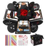 WisFox Überraschung Box, Kreative DIY Handgemachte Überraschung Explosion Geschenkbox Liebesgedächtnis, Scrapbooking Fotoalbum Geschenkbox zum Geburtstag Valentinstag Hochzeit Weihnachtsfest (Schwarz)