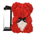 Rosenbär, Rose Teddy Rose - Rosenbär für Immer künstliche Blumen Frauen, Geschenke für Freundin, Geschenke für sie, Geburtstagsgeschenk (red)