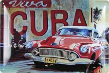 Blechschild 20x30cm gewölbt Viva Cuba Oldtimer Car Auto Kuba Retro Deko Geschenk Schild