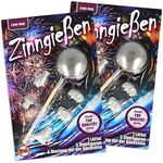 com-four® 2x Zinngießen mit 10 Figuren und 2 Löffel, Silvestergießen das Partyspiel die gesunde Alternative zum Bleigießen, Nicht nur zu Silvester (012-teilig)