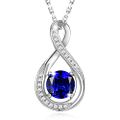 GEMLANTO 925 Sterling Silber Erstellt Saphir Halskette September Geburtsstein Halsketten für Frauen Infinity Zierliche Geburtstag Jubiläum Schmuck Geschenke für Sie 40+5cm