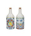 KitchenCraft World of Flavours Essig- und Ölflaschen-Set, Keramik, mit Korkenverschluss, Mehrfarbig, 500 ml Kapazität