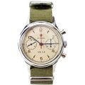 Sugess Mechanische Herren-Armbanduhr Chronograph Seagull 1963 Uhrwerk im militärischen Stil wasserdicht Saphir Geschenk für Herren Verde Militare 38mm