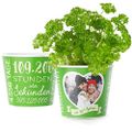 Facepot Petersilienhochzeit Geschenk Blumentopf (ø16cm) | Deko Geschenke zum 12,5 Hochzeitstag mit Herz-Rahmen für EIN Foto (10x15cm) | Glücklich verheiratet - 12,5 Jahre
