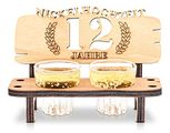 DARO Design - Schnapsbank 12. Hochzeitstag Nickelhochzeit Geschenk Deko für Paare Männer Frauen aus Holz mit Gläsern und Kerzen