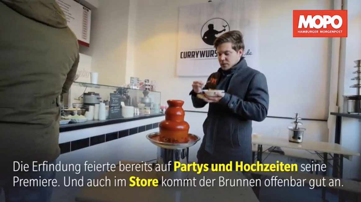 Currywurstbrunnen als alternative zum Mitternachtssnack auf der Hochzeit
