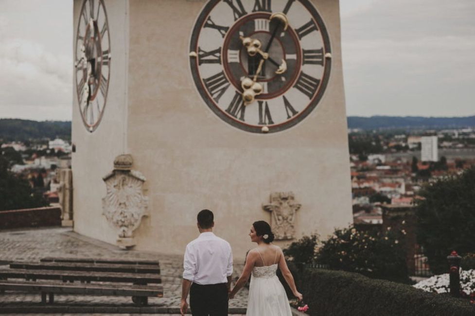 Foto,Hochzeitskleid,Weiß,Turm,Himmel,Braut,Gebäude,Kleid,Glücklich,Geste,