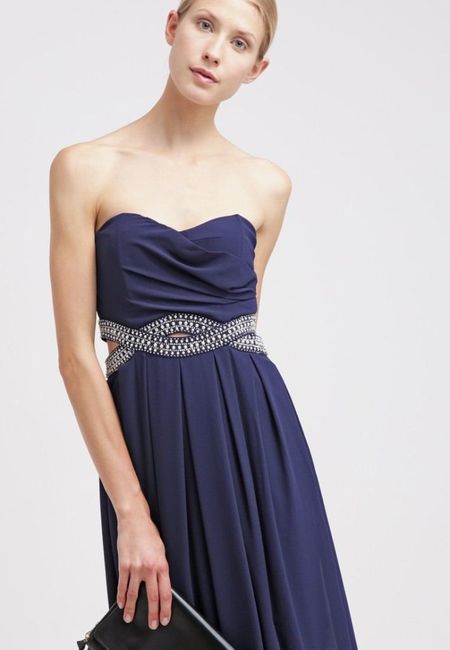 Brautjungfernkleid elegant in navi (vorne Detail)
