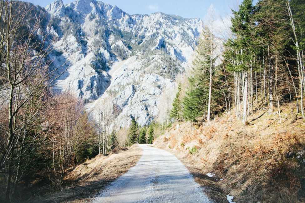 Berg, Himmel, Pflanze, Schnee, Naturlandschaft, Hang, Baum, Lärche, Hochland, Asphalt,