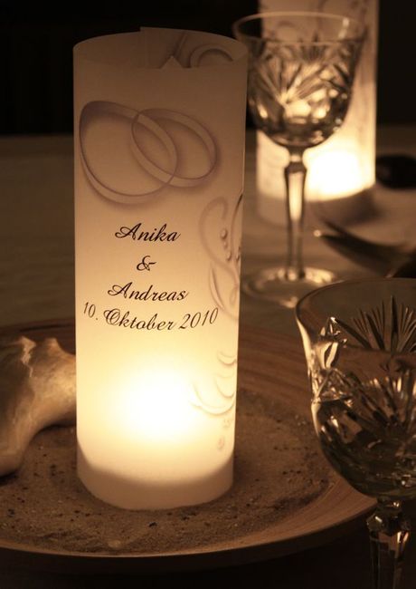 Windlichter als Menükarte, Tischkarte Hochzeit2